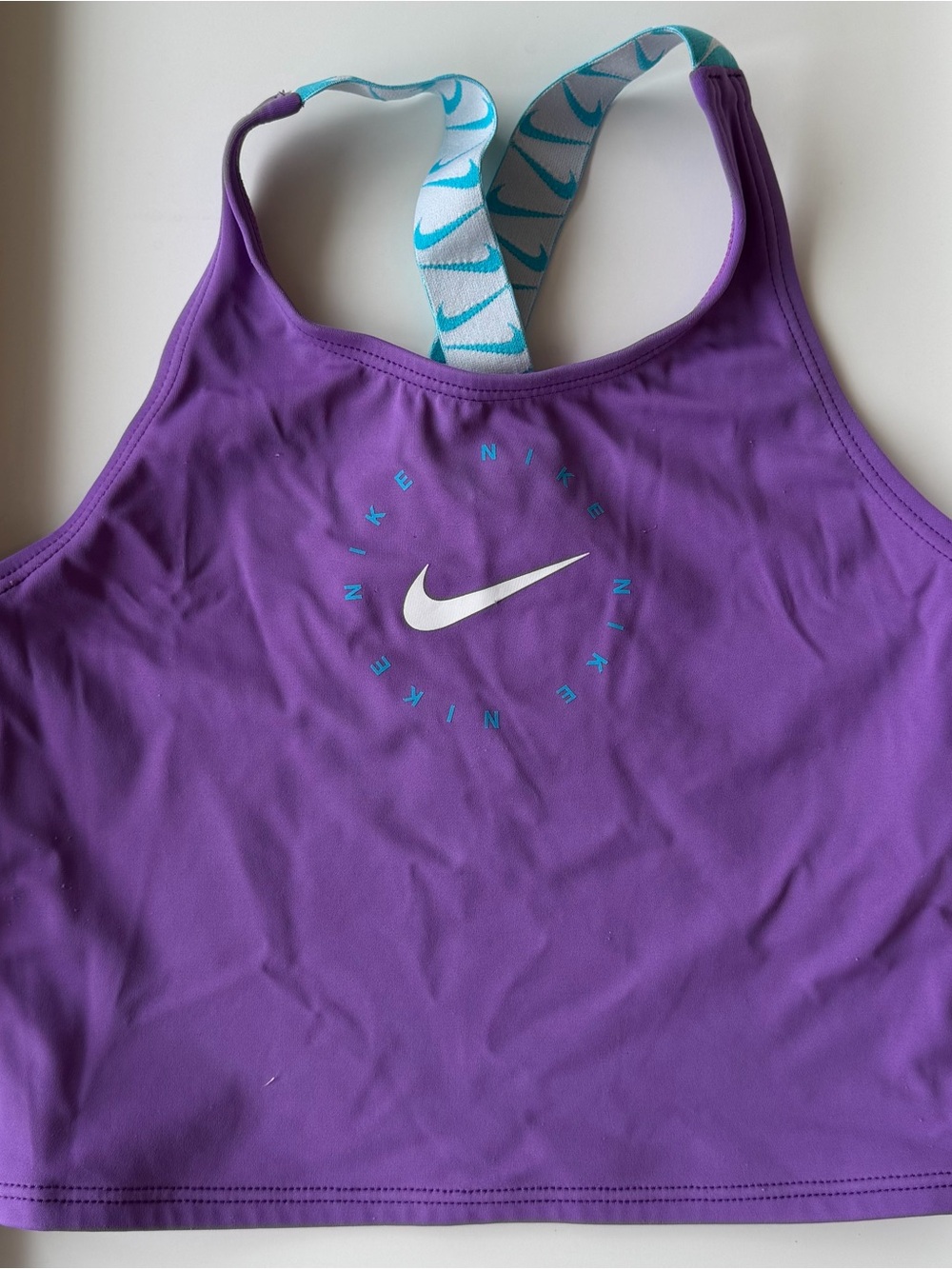 Nike Purple Crop Sports Tank with Teal Accent Straps